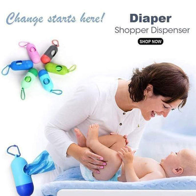 Portable Diaper Bag Dispenser with 2 Refill Rolls – Travel Baby Poop Bag Holder