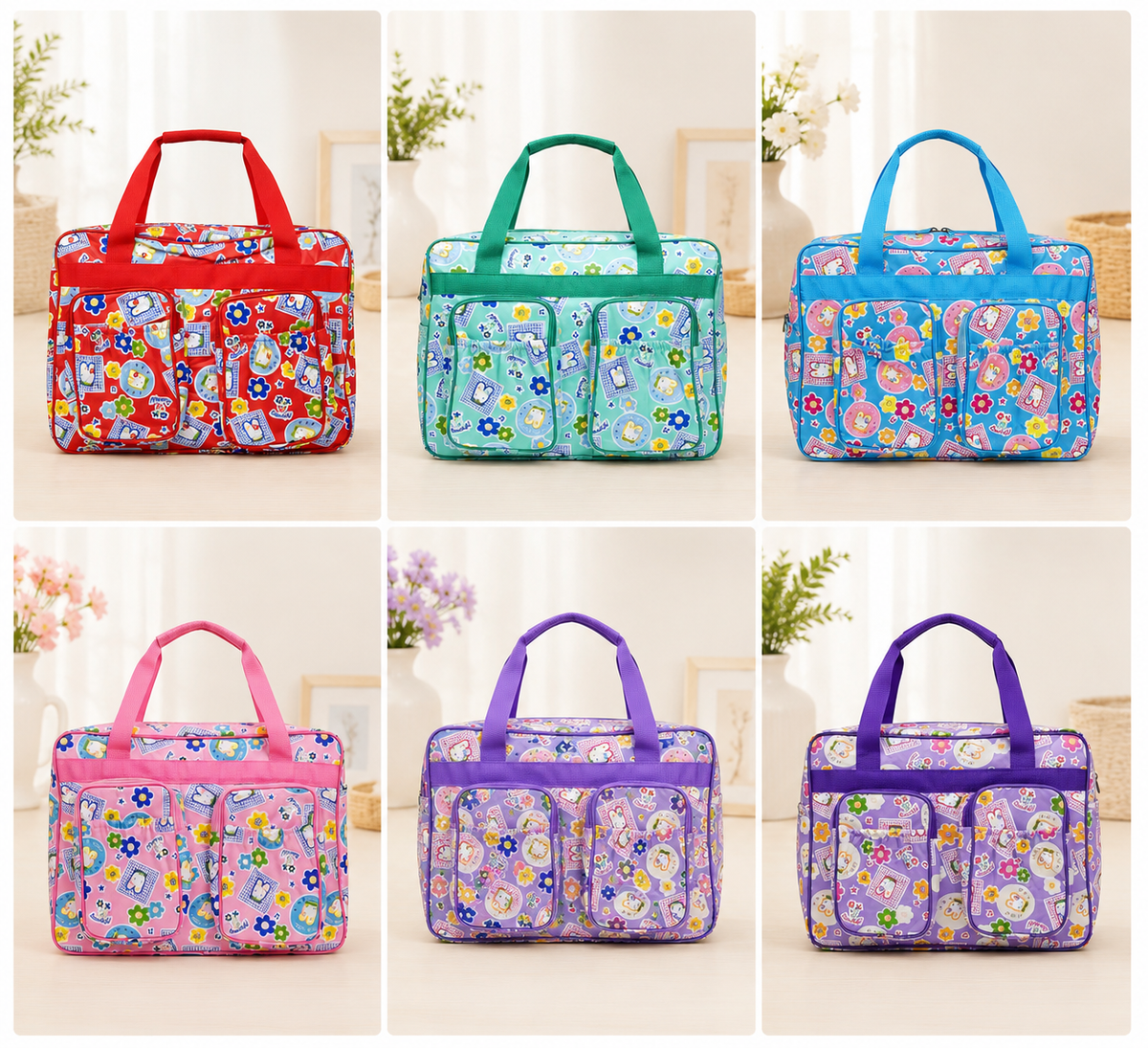 Cute Printed Kids Travel Bag – Multi Pocket Storage Bag