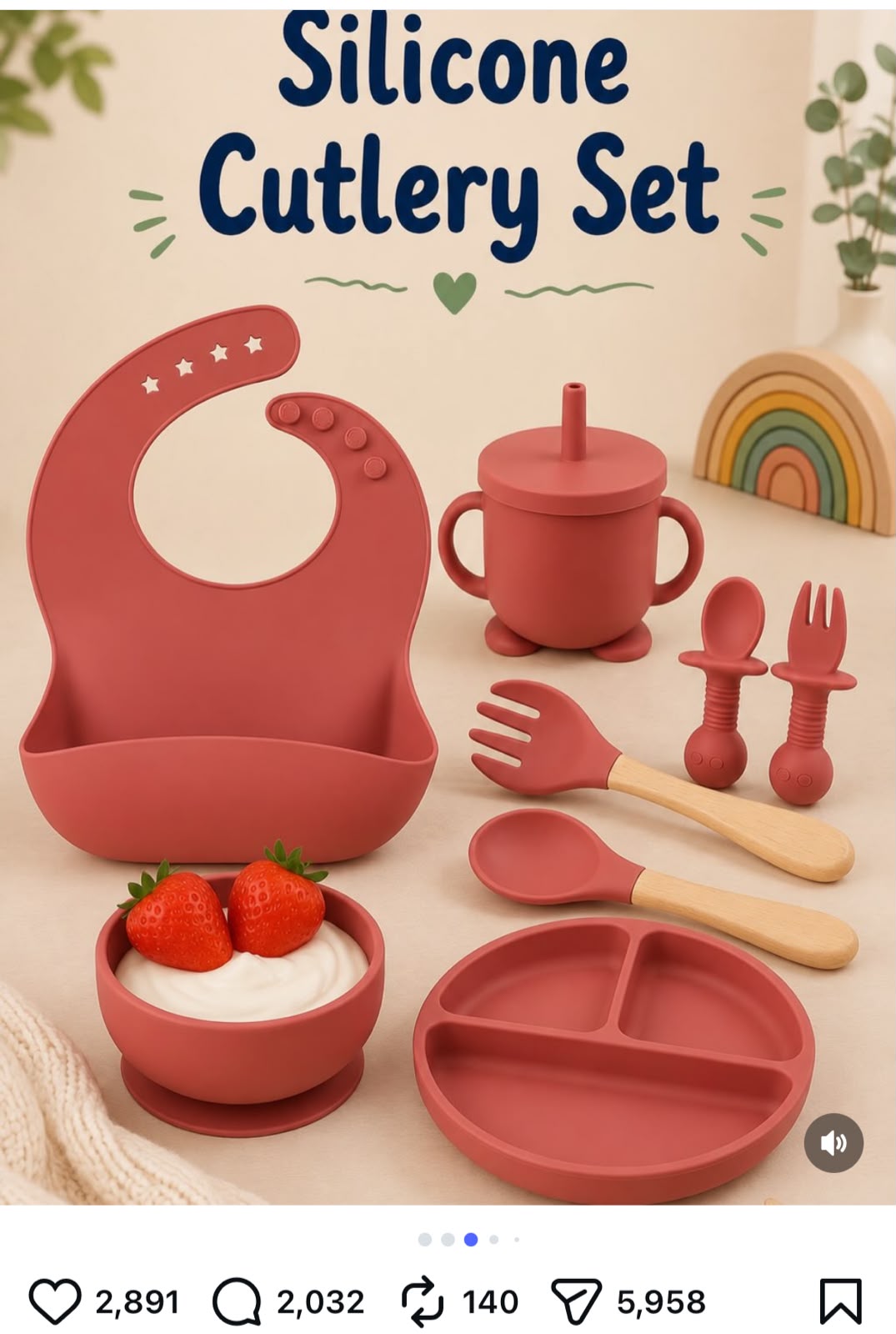 Baby Feeding Cutlery Set – Silicone Spoon & Fork for Toddlers | BPA-Free Kids Feeding Utensils